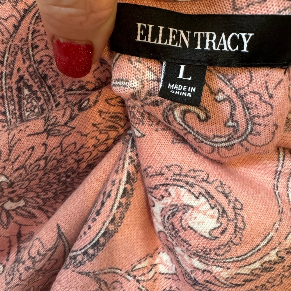 NWT Ellen Tracy Gorgeous V-Neck SUPER SOFT Sweater GRAY/BLUSH     LARGE       #4 - Picture 7 of 10